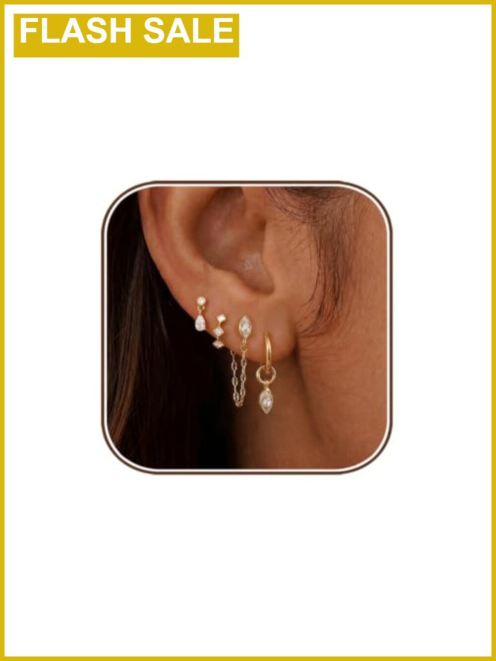 14K Gold Plated Dangle Earrings Set Stackable Gift for Women